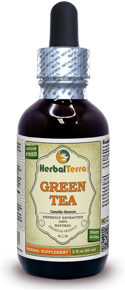 허브 테라 LLC 녹차 (Camellia Sinensis) Tincture, 유기 건조 정제 액체 추출 2 온스