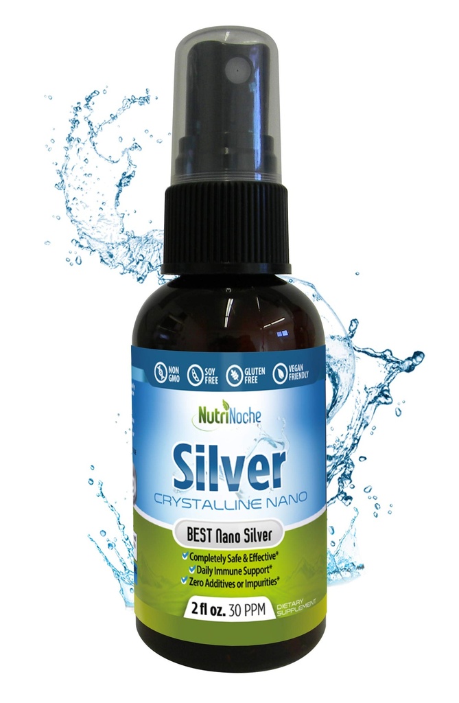 Nutrinoche Ultra Pure Colloidal Silver Spray - 우수한 일일 면역 지원 - 유기 99.99% 나노 입자 - 울트라 순수 실버 하이드로 솔 - 2 온스 - 30 ppm