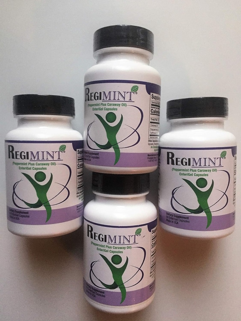 Peppermint 기름 플러스 Caraway Enteric 모자. IBS (4 병)