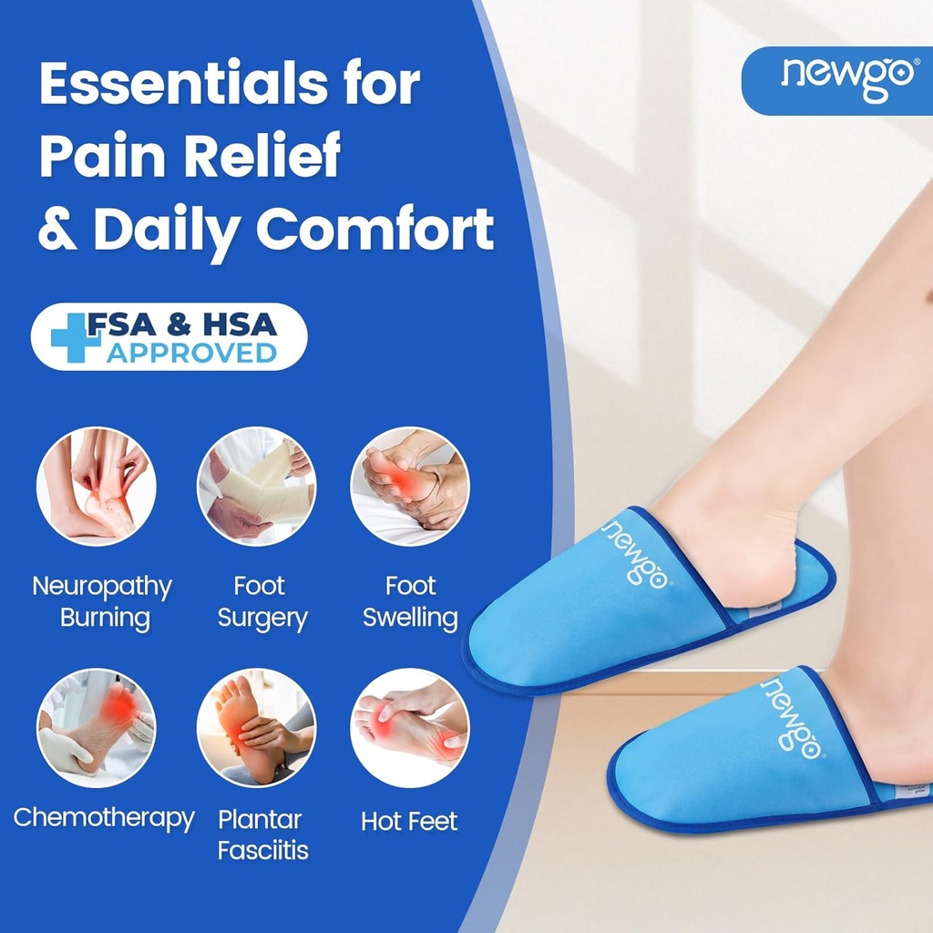 Plantar Fasciitis 및 Neuropathy, HSA 또는 FSA Eligible 2 팩 젤 얼음 슬리퍼 Bunion 수술 통증 완화를위한 뜨거운 콜드 팩