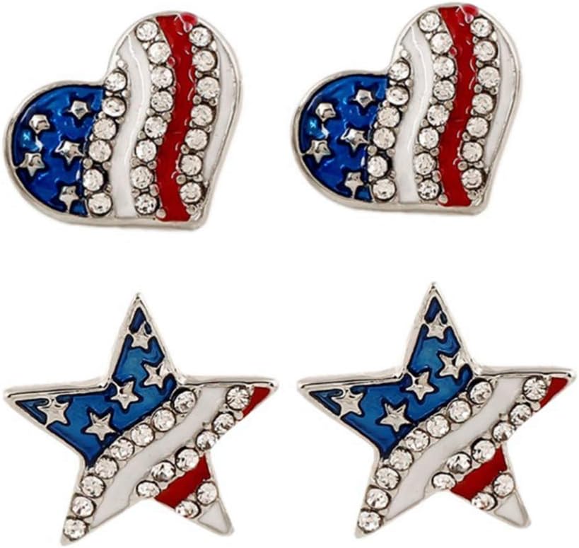 PRETYZOOM 패트릭 이어링 American Flag Eardrop for Women Jewelry Eardrop 경량 유행 파티 액세서리
