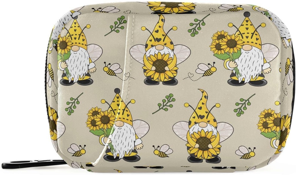 Gnome Bees Pill Box 7 Day Pill Case Travel Pill 주최자 가방 지퍼 휴대용 주간 비타민 의학 보충 홀더 파우치 가방