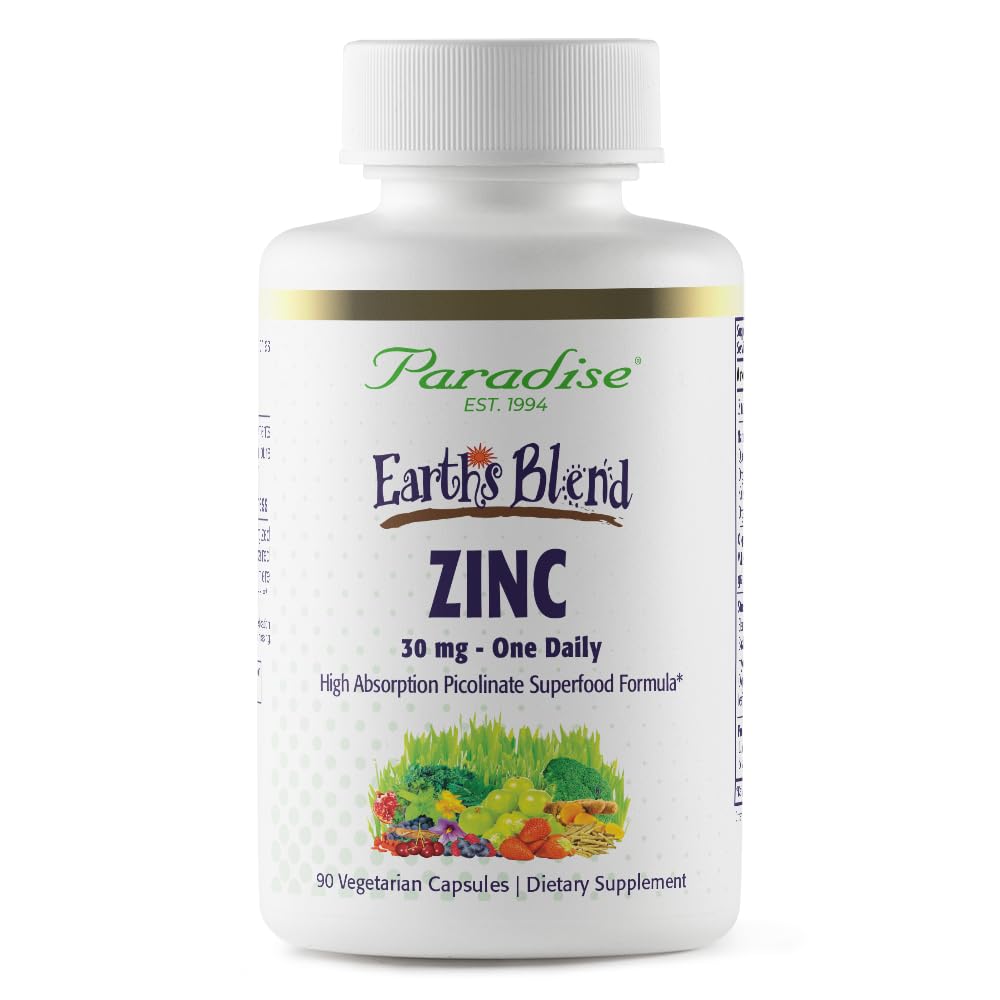 파라다이스 허브 아연 보충제 Picolinate와 자연 C, Immune 지원, 슈퍼 포터, 울트라 순수, 글루텐 무료, 비 GMO, Vegan, 30 mg, 90 캡슐