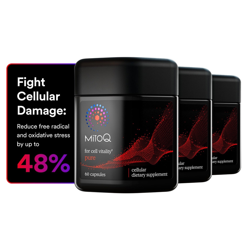 MitoQ Pure Advanced Mitochondria Supplement Superior Bioavailability to CoQ10 | 건강한 노화, 대사, 심장 건강, 에너지, 힘 및 이동성에 대한 무료 레이디얼 손상을 줄임
