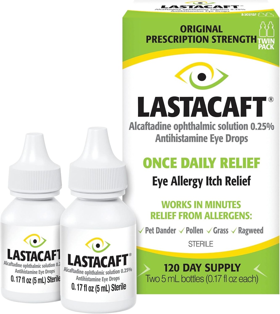 LASTACAFT 매일 눈 알레르기 가려움증, (2 개) 120 일 공급, 독점
