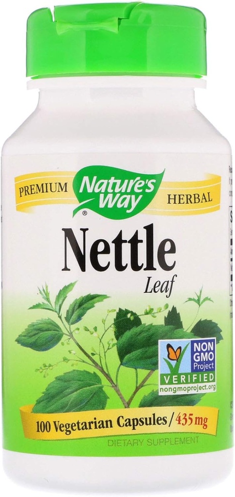 Nature's Way Nettle Leaf 435 mg, TRU-ID 인증, 비 GMO 프로젝트, 채식주의, 100 카운트, 2 팩