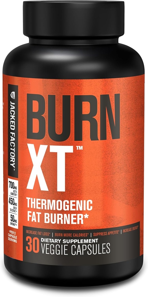 Men & Women 용 Jacked Factory Burn-XT - Focus & increase Energy - 프리미엄 아세틸 L-Carnitine, 녹차 추출물, Capsimax Cayenne Pepper, & More - 30 자연 Veggie 알약