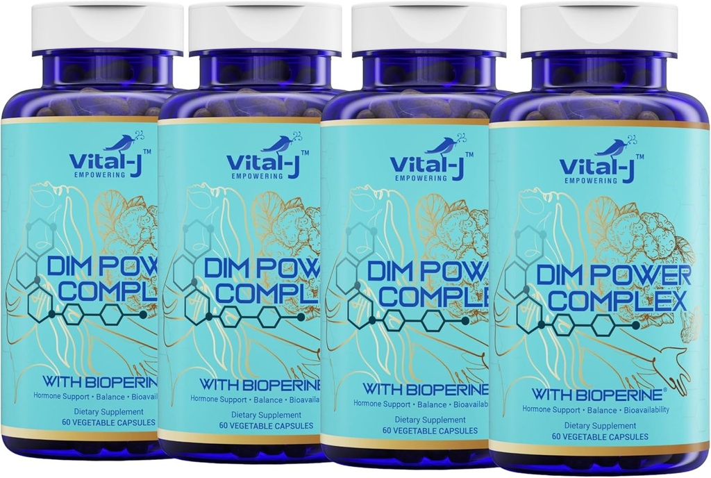 4-in-1 DIM Potent Complex 300mg - 에스트로겐 균형과 대사, 에너지 및 폐경 지원 Bioperine (x4), 칼슘 및 브로콜리 추출물 - 여성과 남성 120 서빙