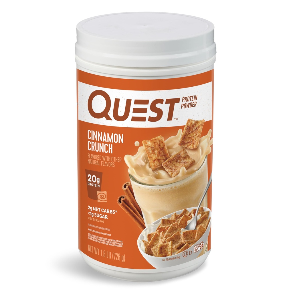 Quest Nutrition Cinnamon Crunch Protein Powder, 20g Protein, 2g Net Carb, 1g Sugar, Low Carb, 글루텐 무료, 1.6 파운드, 24 서빙