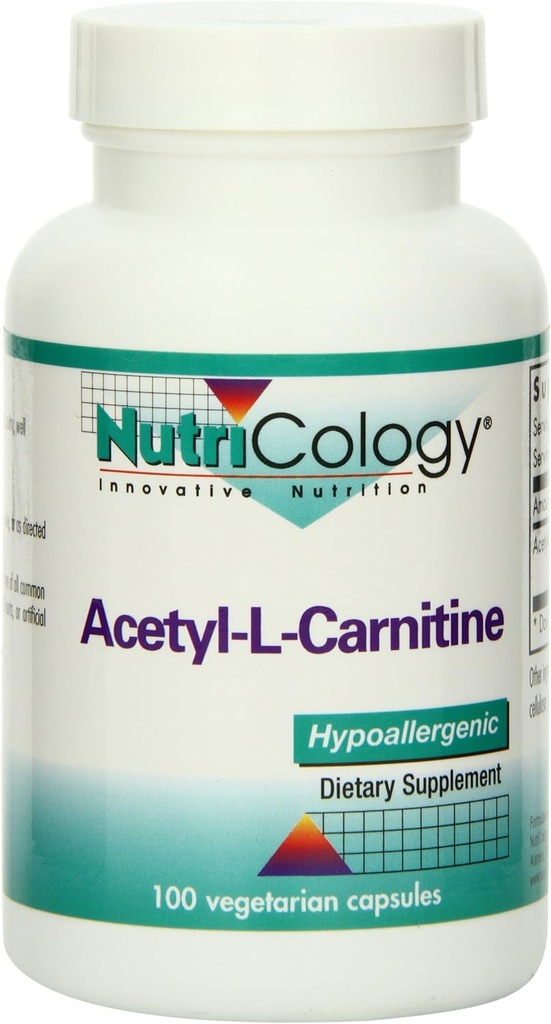 Nutricology Acetyl-L-Carnitine 500mg 보충교재 - 대사와 에너지 지원, ALC, 자유로운 모양 아미노산, 채식 캡슐 - 100개 조사