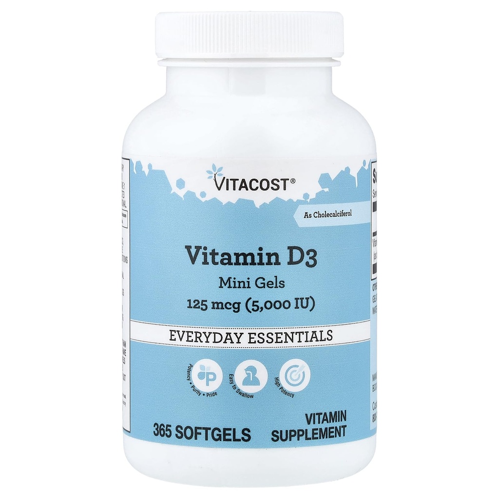 Vitacost 비타민 D3 (Cholecalciferol) - 5000 Iu - 365 Softgel 소형 젤