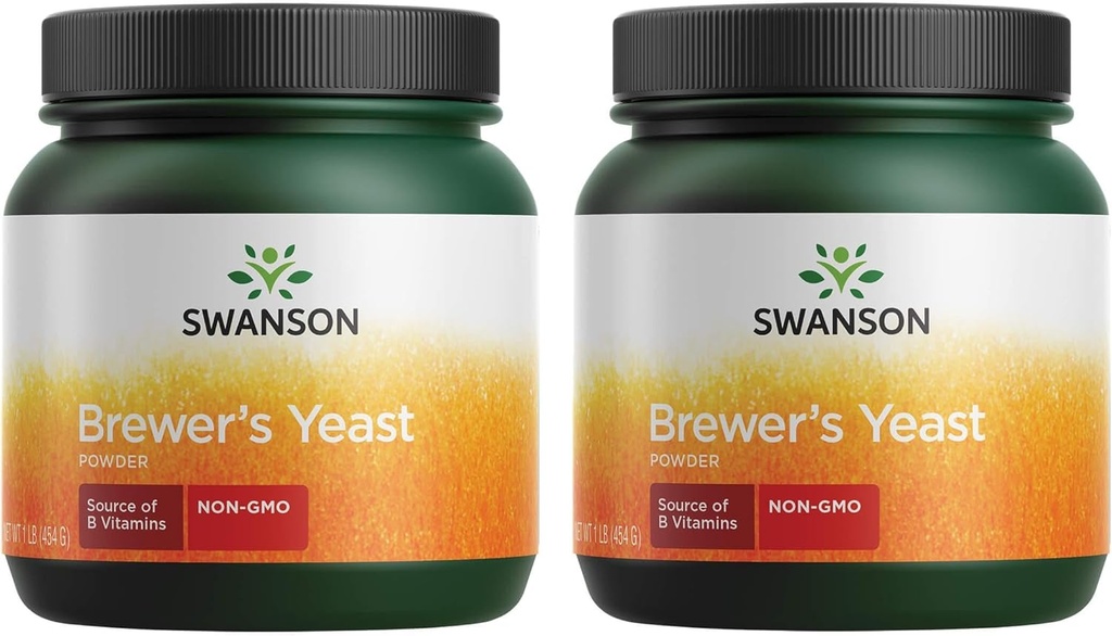 Swanson 100 % 순수 맥주의 효모 분말 GMO-Free 1 lb (454 g) Pwdr (2 팩)