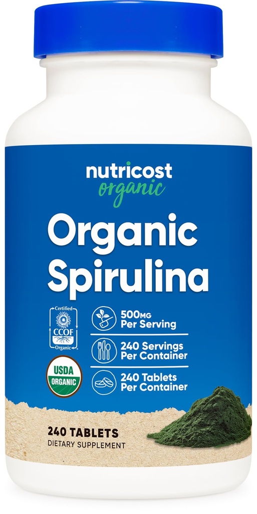 Nutricost 유기 Spirulina 500mg, 240 정제 - 글루텐 무료, 비 GMO