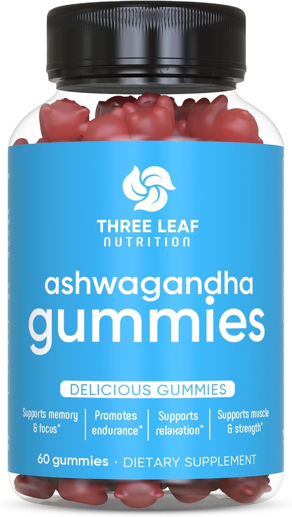 Ashwagandha Gummies for Men & Women - Ashwagandha 보조 식품 초점, 기억, 칼로리 및 에너지 - Ashwagandha 추출물 거미 - 60 Gummies