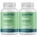 BESTVITE Biotin 5000mcg (240 채식 캡슐) (120 x 2) - 더스트 없음 - 플로우 에이전트 없음 - Vegan - 비 GMO - 글루텐 무료 - 헤어, 피부, 손톱
