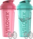 VELOMIX -2 팩 - 28 oz Protein Shaker Bottles for Protein Mixes - 2x Wire Whisk | 단백질 쉐이크 용 누출 방지 쉐이커 컵 | 단백질 쉐이커 병 팩 (Pink/Turquise)