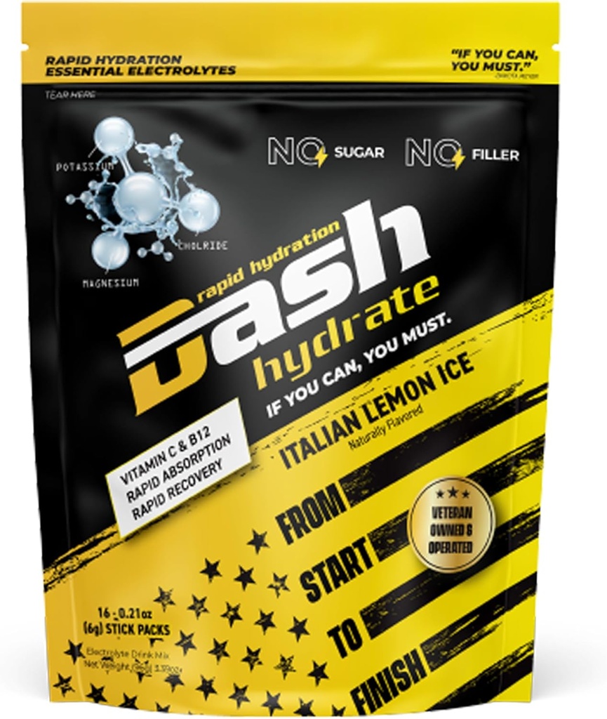 Rapid Hydration Electrolyte Drink Mix Packets | 퀵 흡수 및 복구 설탕 없이 | 활성화 에너지 – Detoxify - 서포트 |16 ct (이탈리아 레몬 아이스)