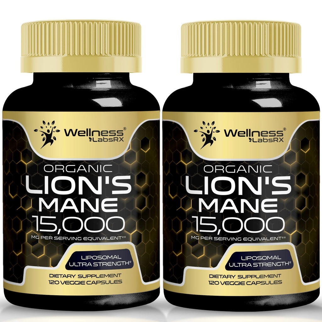 Lions Mane 보충교재 캡슐 - 120의 조사 - 버섯 보충교재, 기억과 초점, 사자 Mane 버섯 캡슐을 위한 뇌 보충교재 - Cognitive & 면역 지원, 초점 보충교재 - 2 팩