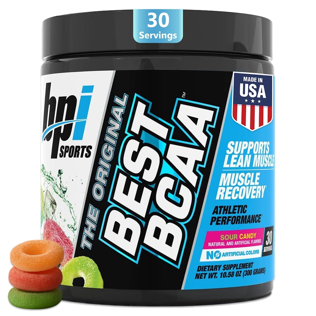 BPI 스포츠 최고의 BCAA - BCAA 분말 - 분기된 사슬 아미노산 - 근육 회복 - 근육 단백질 종합 - Lean 근육 - 향상된 성능 - Hydration - Sour Candy - 35 서빙 - 12.34 온스.