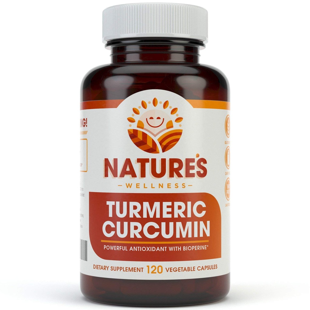 1600mg Organic Turmeric Curcumin w/Bioperine and Black Pepper | Non-GMO | 천연 조인트 지원 | 95%의 표준화된 Curcuminoids로 가장 높은 효능 | 글루텐 프리 | 120 채식 캡