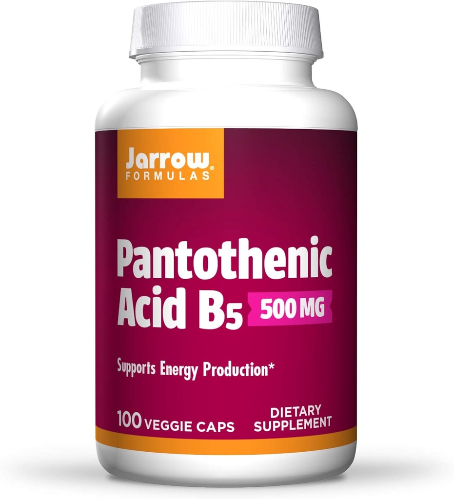 Jarrow Formulas Pantothenic Acid B5 500 mg - 100 Veggie Caps - Essential B 비타민 - 에너지 생산 및 대사 지원 - 100 서빙, 3 팩