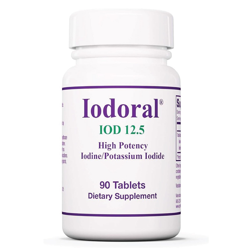 Optimox Iodoral 12.5 mg 보충교재 - Iodine 보충교재, 여성과 남자를 위한 Thyroid 지원, Lugol 해결책 알약, 칼륨 Iodide 정제, 매일 광물 단지 - 90 조사