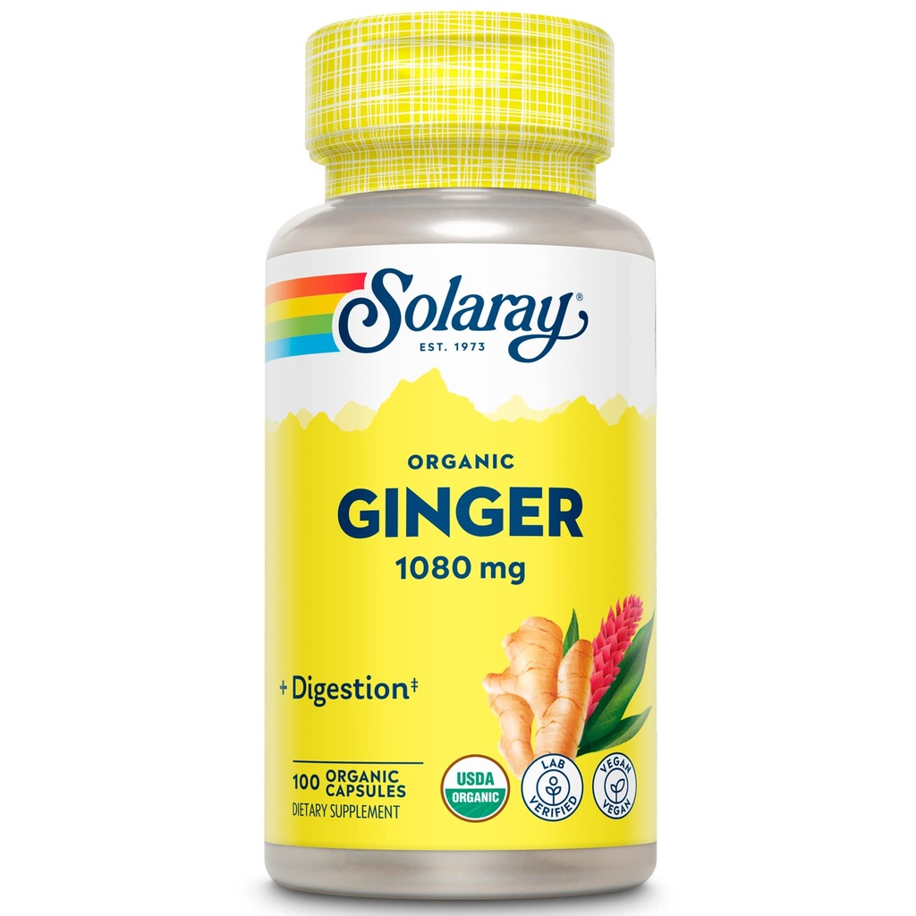 SOLARAY 유기 제빙기 1080 mg - 유기 제빙기 보충 교재 - 동의 찰상, 지원 합동 건강 - Vegan, 비 돌리, 60 일 보장, 50의 서빙과 관련이 있는 Nausea와 Vomiting를 구호하십시오
