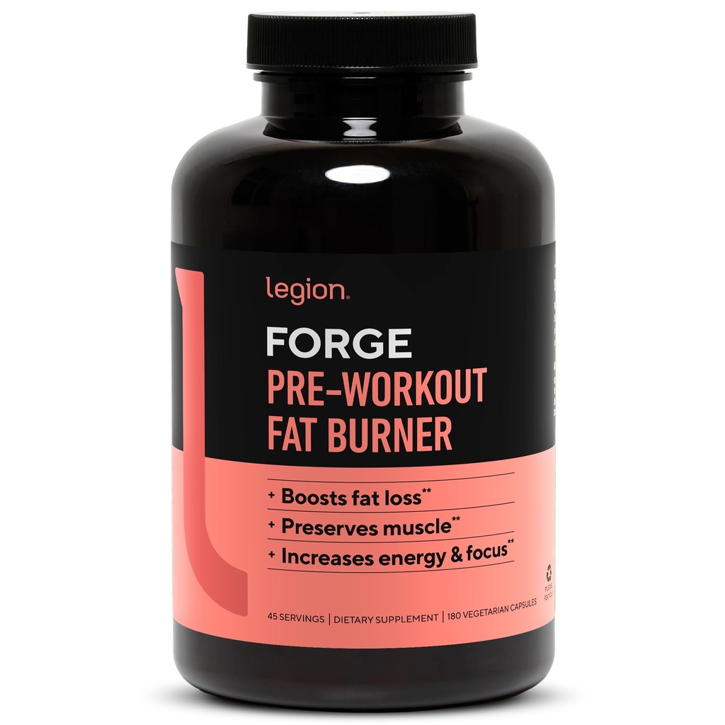 LEGION Forge 빠른 지방 버너 - Thermogenic 지방 버너, 대상 Stomach 지방과 트리 벨리 지방 Yohimbe, HMB 보충, Choline. 모든 자연, 45 서빙...., 180 개 (팩 1)