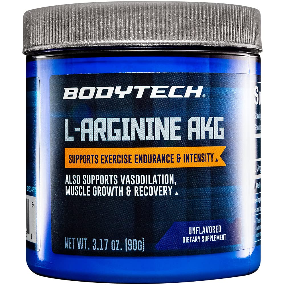 BODYTECH L-Arginine AKG 3000MG - 운동 내구시간 및 강렬, 근육 성장 & 회복, 혈관질, 니트로 산화물 (3.17 Ounce 분말) 지원