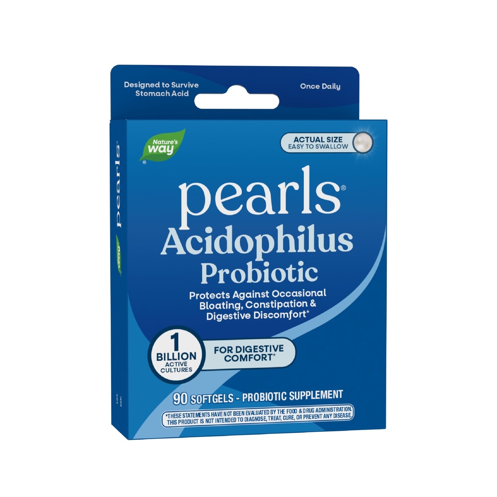 Nature's Way Probiotic Pearls Acidophilus, Digestive Balance & Gut Health 지원, Occasional Constipation 및 Bloating*, 1 억 문화, 90 소프트젤