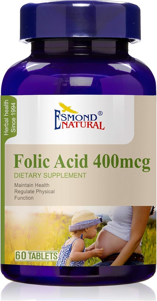 (3 팩) 에몬드 자연: Folic 산 400mcg (임상 지원, 유지 건강 기능), GMP, 천연 제품 인증, 미국에서 만든 - 400mcg, 180 정제