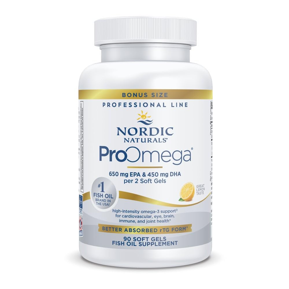 북유럽 자연 ProOmega, 레몬 맛 - 90 소프트 젤 - 1280 mg 오메가-3 - EPA 및 DHA와 높은 순수성 생선 기름 - 뇌, 눈, 심장, & 면역 건강 증진 - Non-GMO - 45 서빙