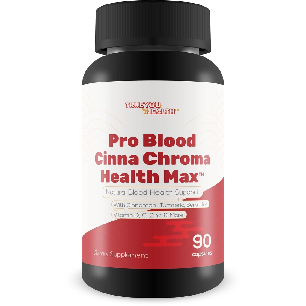Pro Blood Cinna Chroma Health Max - Cinnamon, Turmeric, Berberine, 비타민 D, 비타민 C, 아연 및 더 많은 천연 혈액 건강 지원 - 균형 혈액 건강 및 향상된 혈액 흐름을 촉진