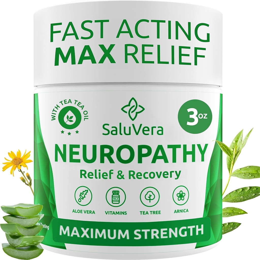Neuropathy 고통 구호 크림 - 발, 발가락, 손, 알로에 Vera, Arnica, MSM 비타민 B6 및 빠른 행동 구호 3oz를 위한 Menthol를 위한 최대 힘 Nerve 고통 의지