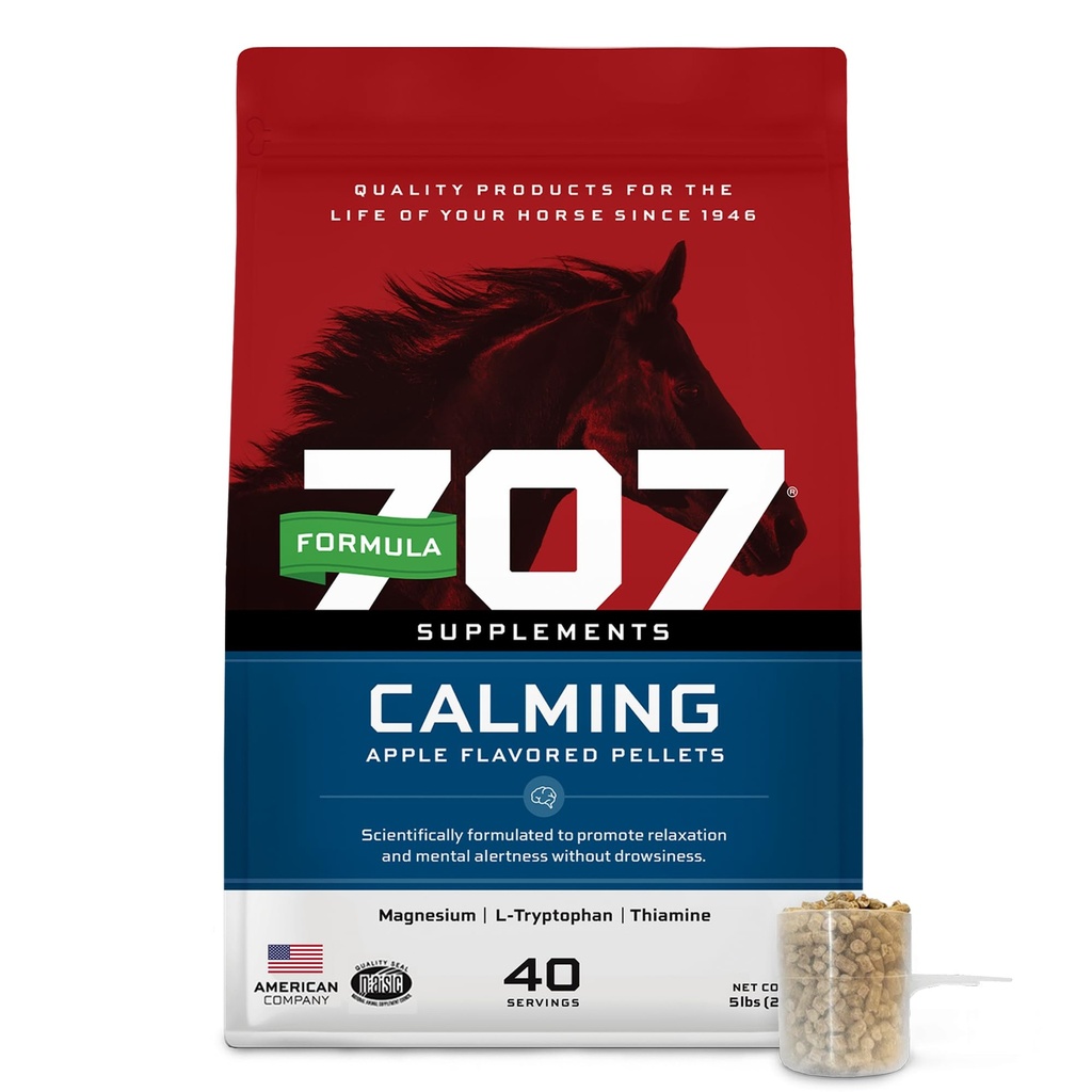 공식 707 Calming Equine 보충교재 5LB 부대 – 말을 위한 불안 안전 그리고 강화한 초점 – L-Tryptophan, Thiamine & 마그네슘