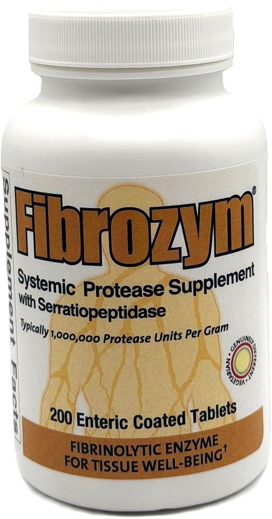 Naturally Vitamins Fibrozym Systemic Protease는 Serratiopeptidase, 200 정제, N10051로 보충합니다.