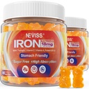 Vegan Iron Gummies는 비타민 C, B12, Folate & Turmeric로 보충합니다 - 에너지 및 면역 건강 | Gummy Iron Bisglycinate 18mg Gentle & Non-Constipating - 여성 및 남성, 2 팩