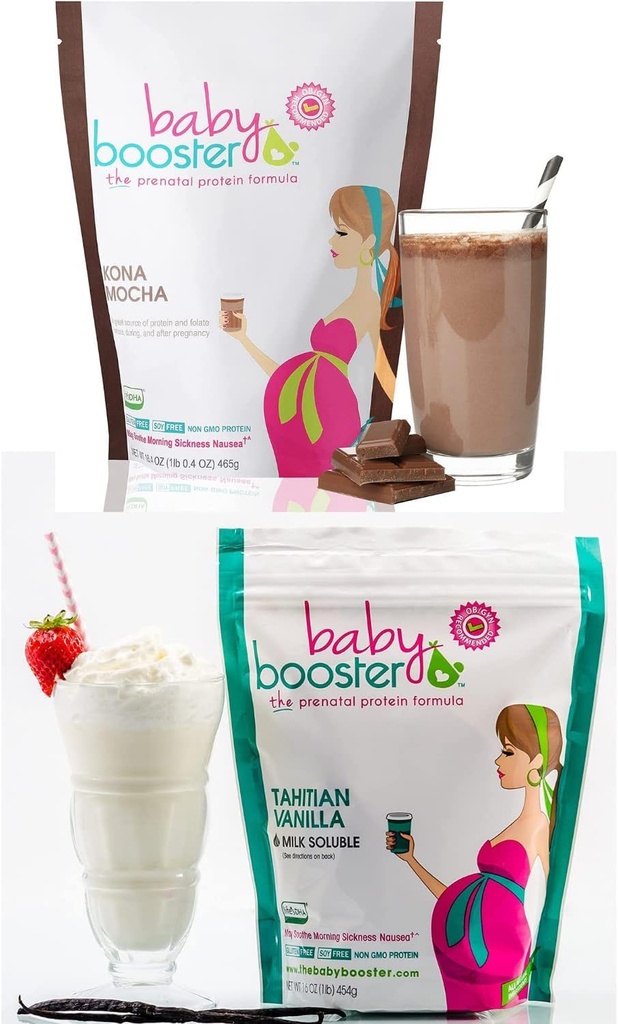 아기 부스터 Prenatal 비타민 보충 Shakes, Kona Mocha 및 Tahitian 바닐라