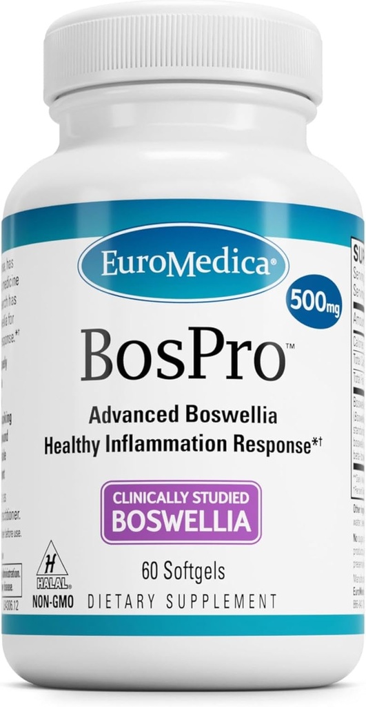 EuroMedica BosPro - Boswellia Serrata 추출물 보충교재 - 건강한 Lung 지원을 위한 규정식 보충교재 - 초본 보충교재 공식 - 60 Softgels
