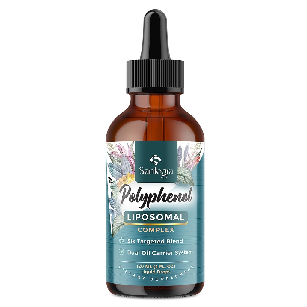 폴리페놀 보충교재 Liposomal, 27의 폴리페놀 복합물 이상 & MCT & 올리브 기름과 더불어 강력한 산화 방지제, Quercetin 추출물, Hawthorn 베리 추출물, 나이 방위, 에너지, 면역, 120 ML