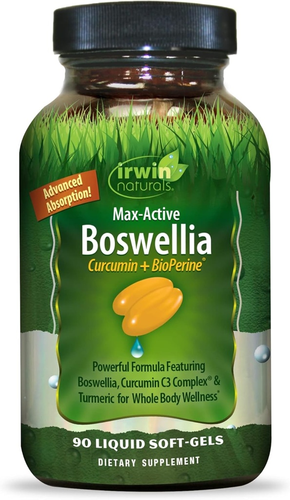Irwin Naturals Curcumin Pro-Active - 90 Liquid Soft-Gels - Curcumin C3 Complex & Boswellia와 함께 전체 바디 웰니스 - 고급 흡수 - 45 서빙