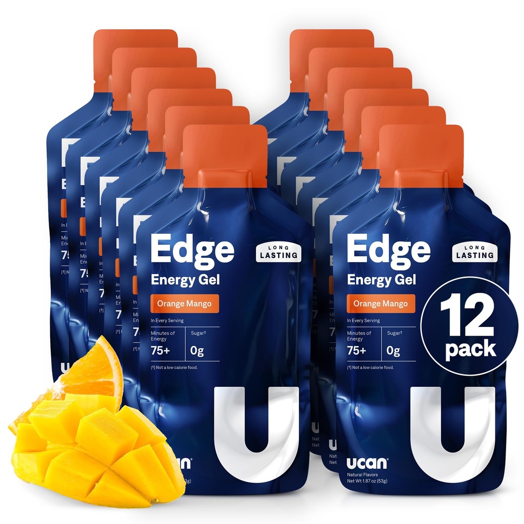 UCAN Edge Energy Gel Shots, Orange Mango (12, 2 Ounce Packets) 런닝, 교육, 운동, 피트니스, 사이클링, 크로스핏 | 슈가프리, Vegan, & Keto Friendly Energy