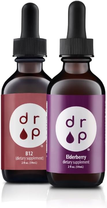 하락은 액체 Elderberry 하락과 비타민 B12 하락 뭉치를 보충합니다