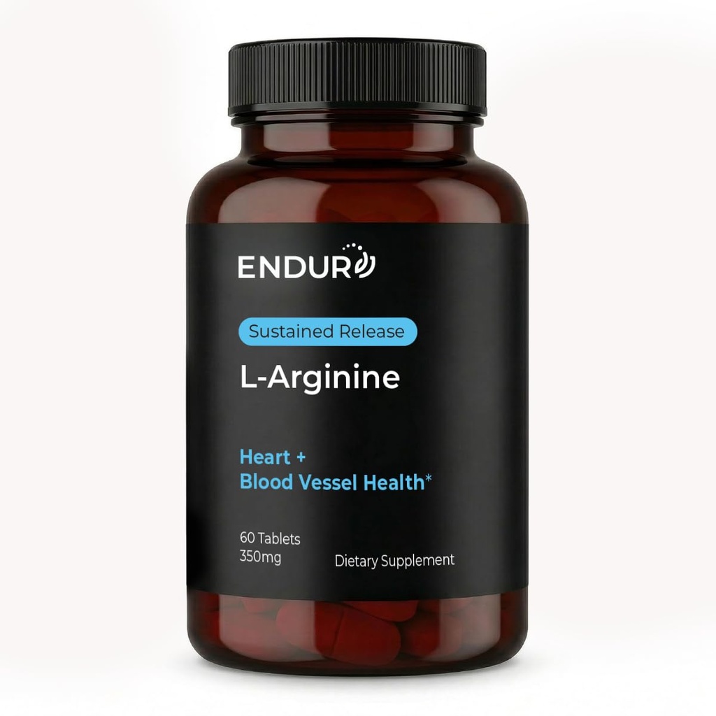 Endur L-Arginine 보충교재는, 건강한 혈액 교류 & 심장 기능, 운동 성과 & 면역력, 글루텐 자유로운, 350mg (60의 정제)를 지원합니다