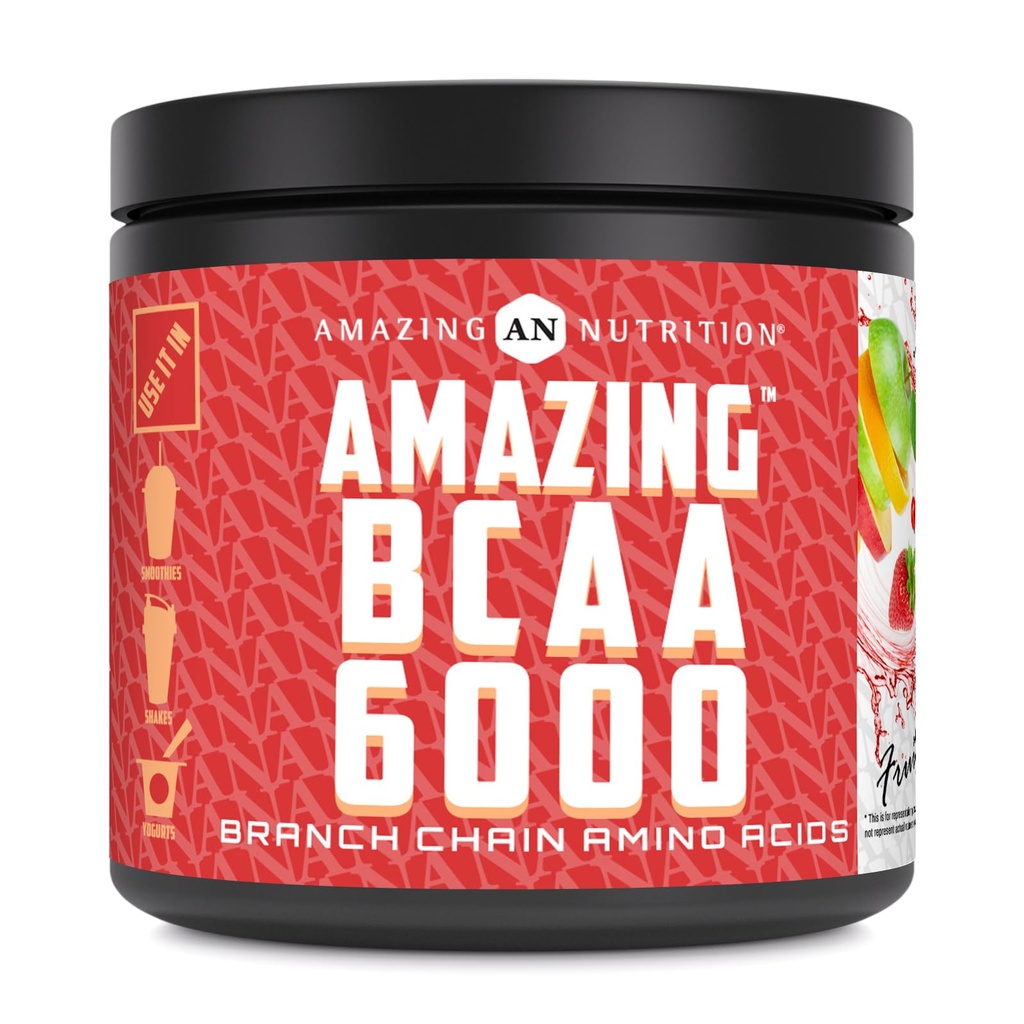 놀라운 영양 놀라운 BCAA 6000 | 6 그램 BCAA Per 서빙 | 30 서빙 분말 | 분기된 사슬 아미노산 보충교재 | 미국에서 만드는 (자연적인 과일 펀치)