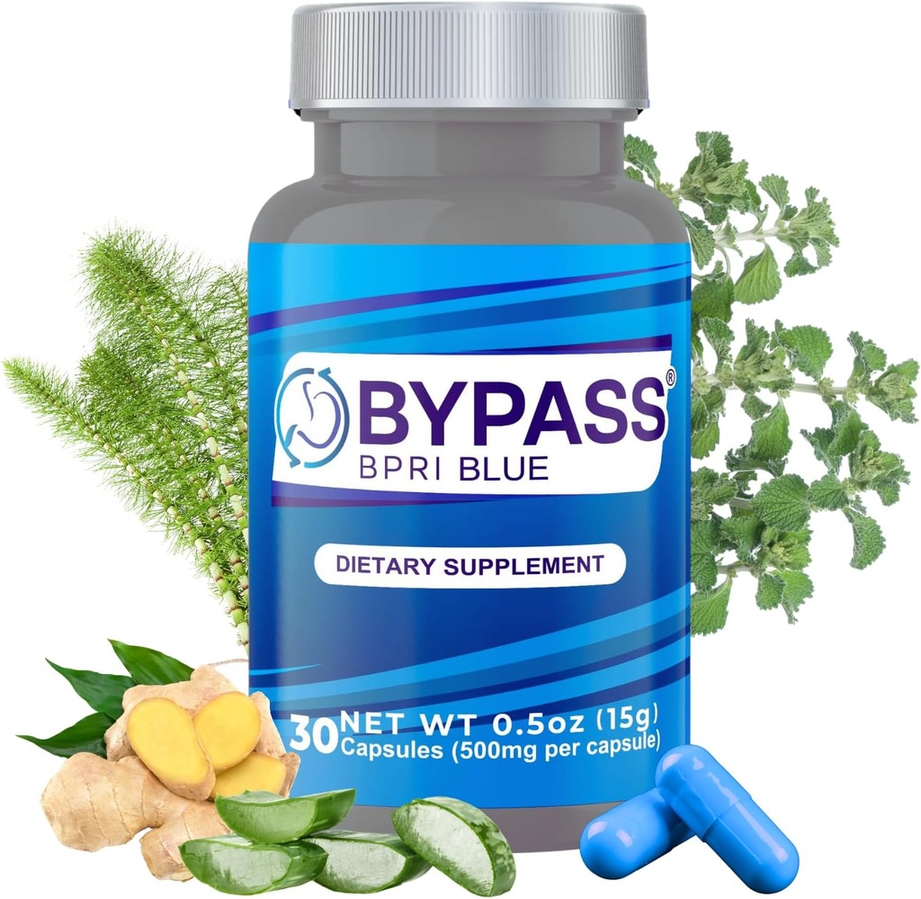 YERBERO 바이패스 BPRI 블루 - BPRI 시리즈의 다음 단계 - 30 캡 - Aloe Vera, Ginger, Sarsaparilla 뿌리, 녹차, Dandelion, 말 꼬리 및 캡슐 당 500mg을 특징으로합니다.