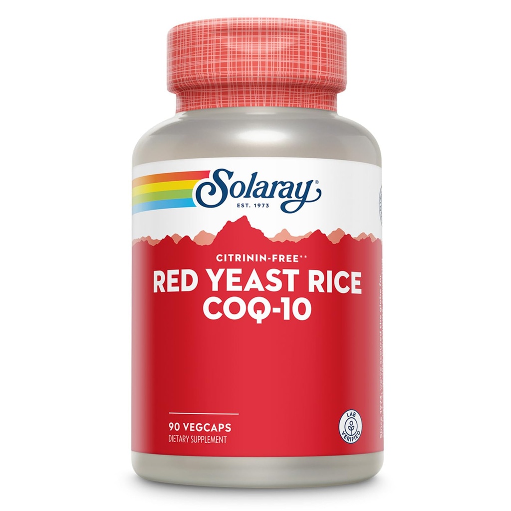 SOLARAY 빨간 효모 밥 플러스 CoQ-10 & No-Flush Niacin 비타민 B-3, 건강한 심장 & 심장 혈관 지원, 비 Irradiated & Citrinin는, 60 일 돈 뒤 보증, 90의 서빙, 90의 VegCaps 해방합니다