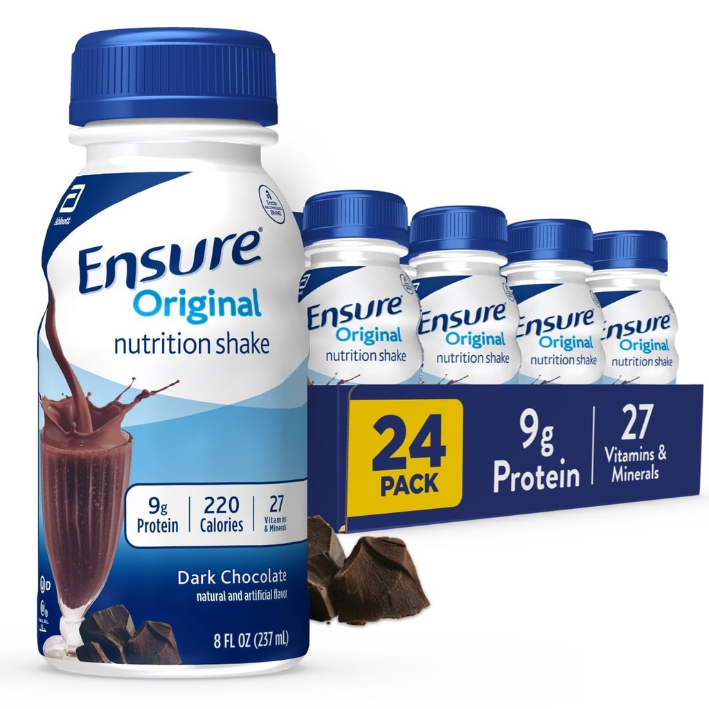 오리지널 다크 초콜릿 영양 쉐이크 | 작은 식사 교체 쉐이크 | 드링크 준비 | 9g Protein, 27 Vitamins and Minerals | 8 fl oz - 24 Pack