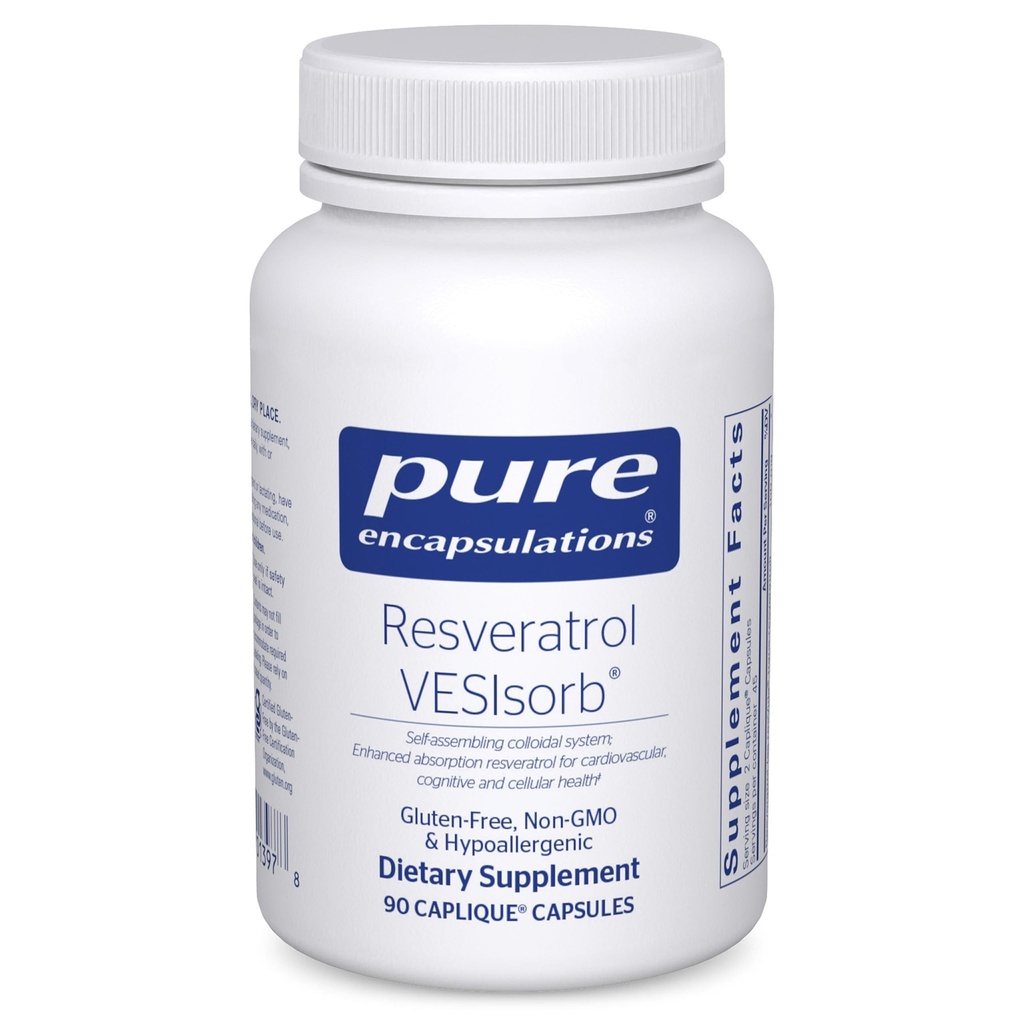 Pure Encapsulations Resveratrol VES-Sorb | 셀룰러 및 심혈관 건강을 위한 Hypoallergenic 지원* | 90 캡슐
