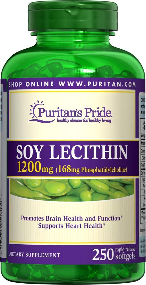 Puritan의 Pride Soy Lecithin 1200 mg 250 급속한 방출 softgels